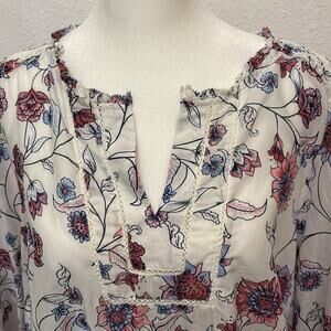 Talbots floral vines popover long sleeve lightweight 2X springy cottagecore